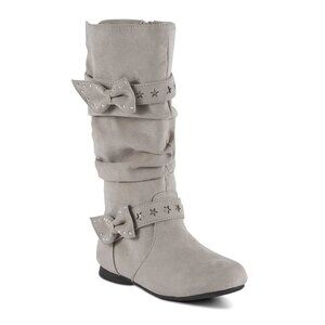 Piper Girls' STELLA Gray Faux Suede zip-up Knee Boot size 4